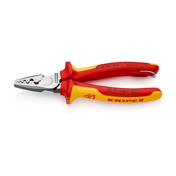 2511202569256a2c92f29 Elektro Dot Professional KNIPEX Klešta za krimpovanje hilzni (kablovskih završetaka) 1000V VDE 180mm - 97 78 180 T BK 97 78 180 T BK