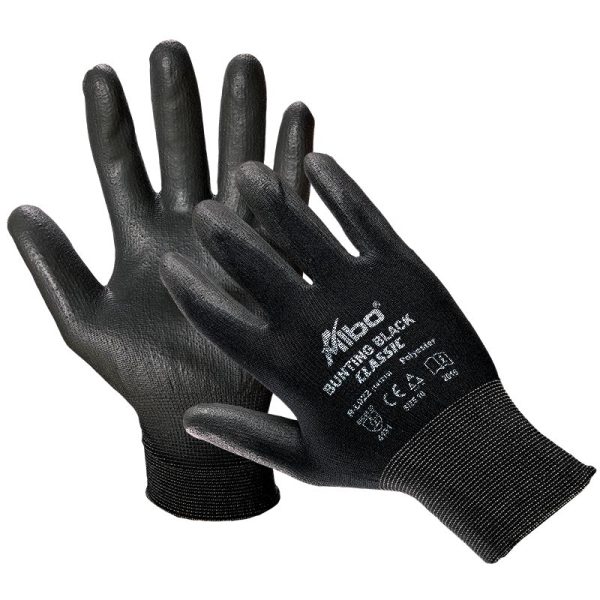 2704202669ef2639d6f3c Elektro Dot Professional Zaštitne rukavice BUNTING CLASSIC BLACK, PU, crne boje, EN 388 3131X