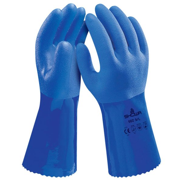 2704202669ef26884f3be Elektro Dot Professional Zaštitne hemijske rukavice SHOWA 660, PVC, plave boje, EN 388 4121X, EN 374 JKL