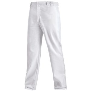 Muške HACCP pantalone, 100% pamuk, 200 g/m2, sa rajsferšlusom i džordan uckurom, bele boje - Slika 1